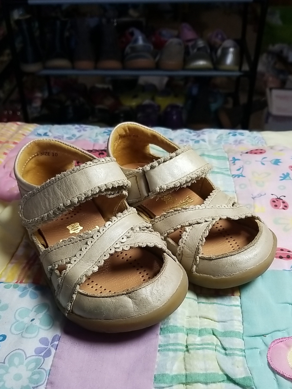 Livie & Luca Leather Sandals HTF Size 10 Champagne Ivy New Footbeds